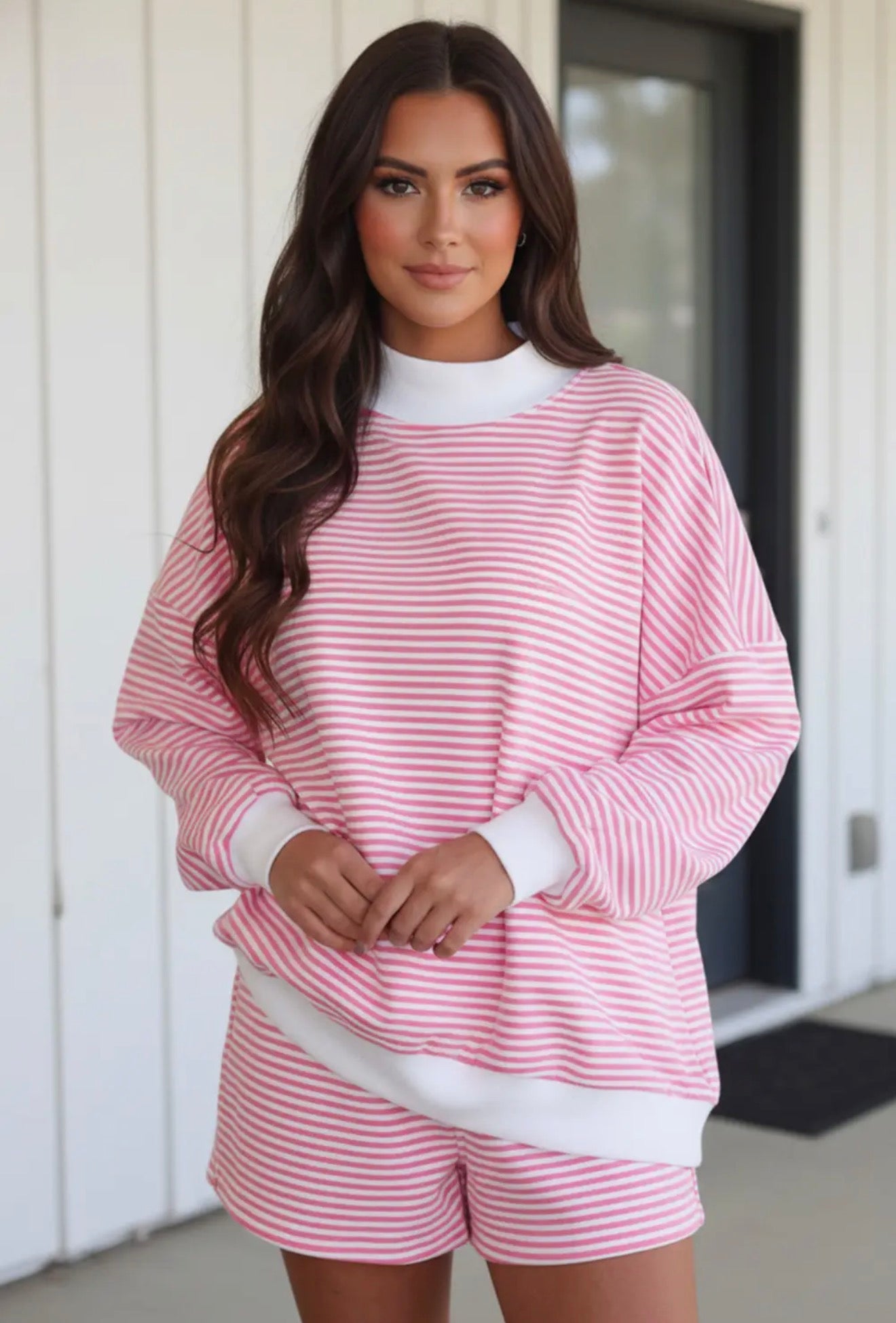 Hot pink mock-neck set