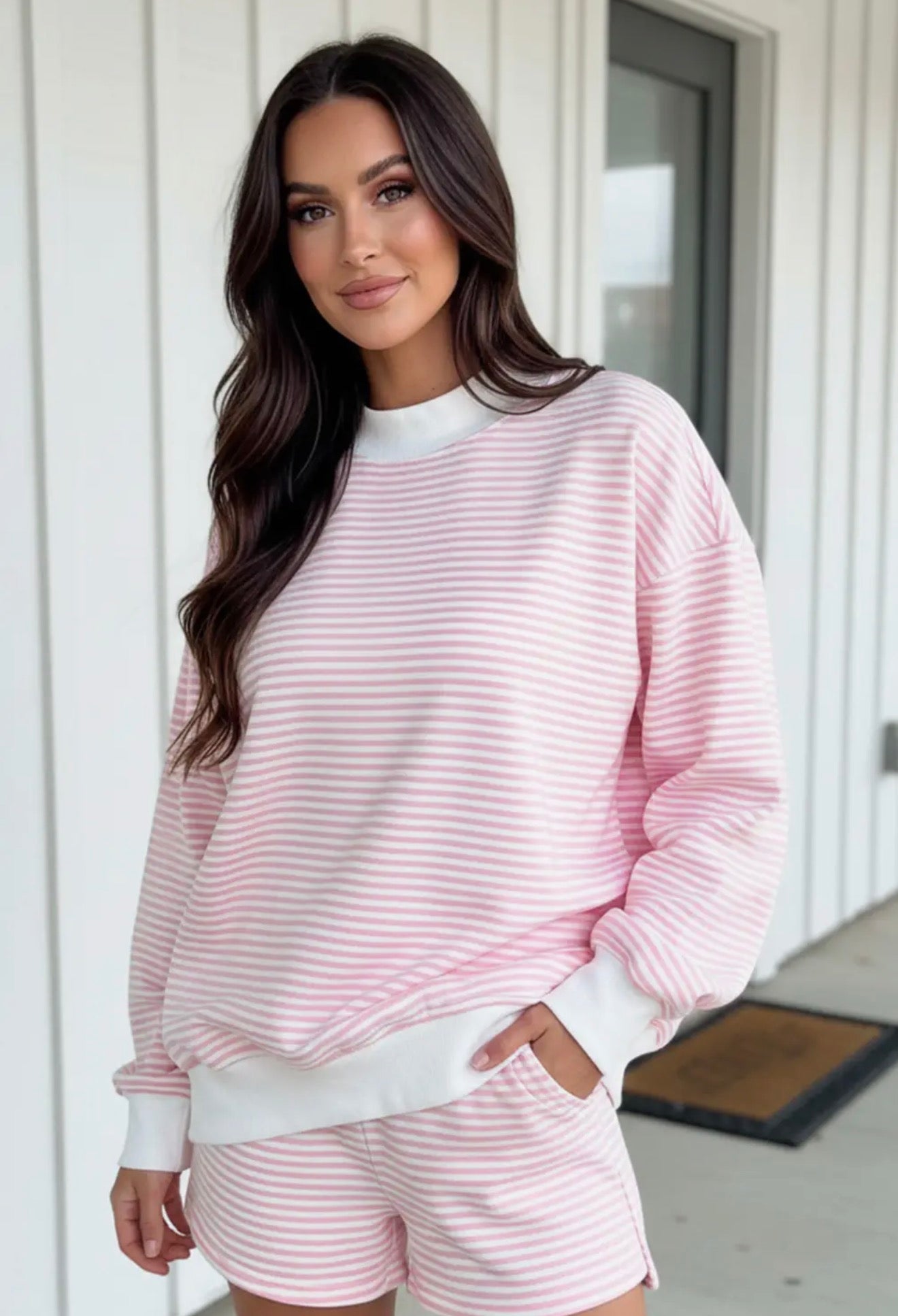 Bubblegum pink mock-neck set